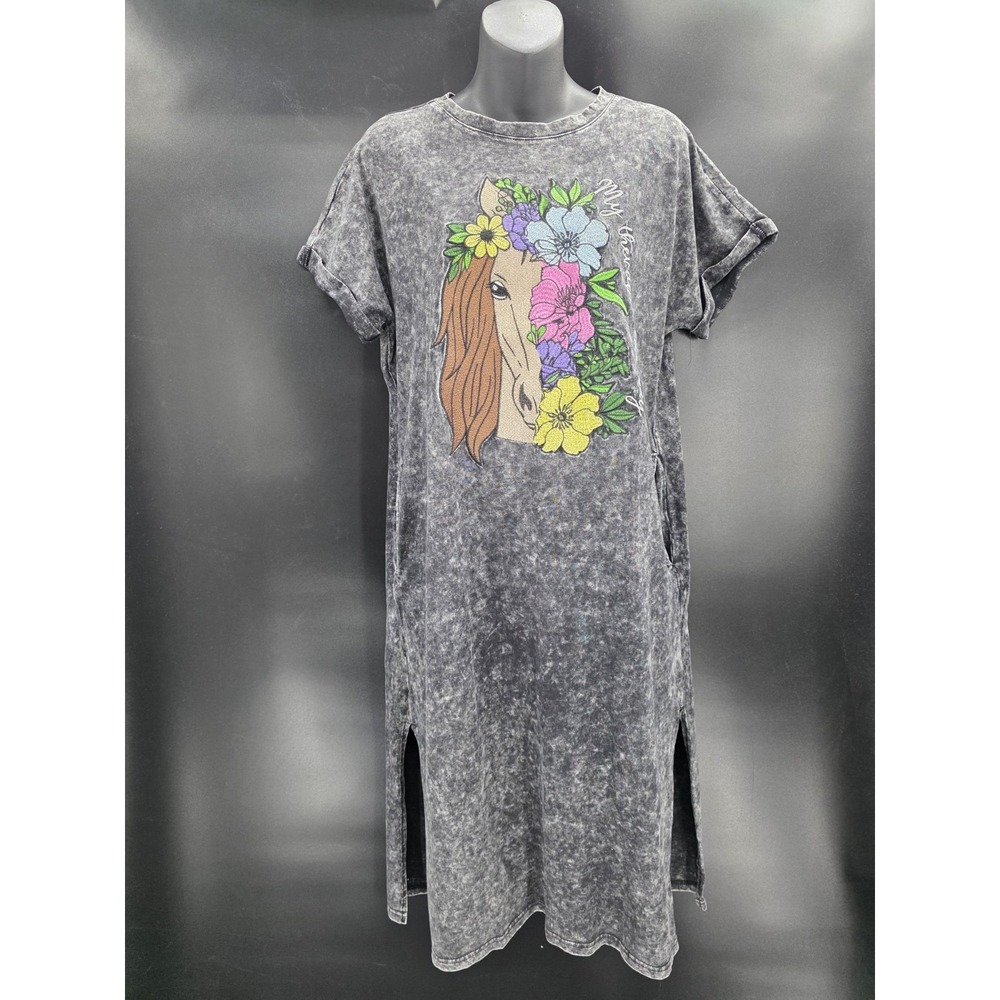 NWT Merigold Kiss Lilly Embroidered Acid Washed Dress Women's Small